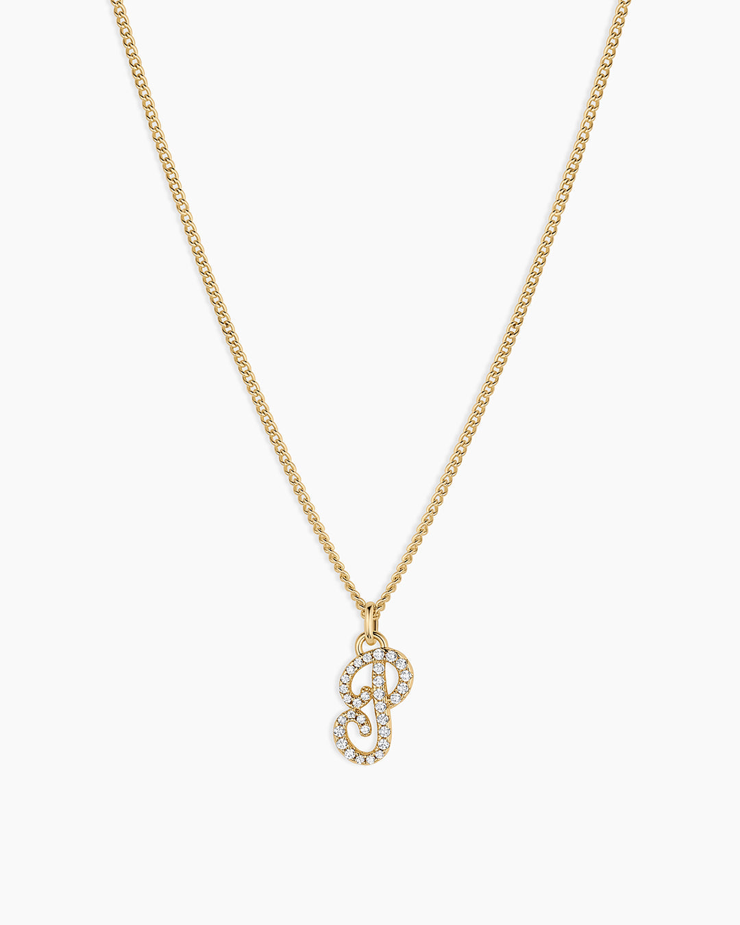 Wilder Shimmer Alphabet Necklace || option::18K Gold Plated, P