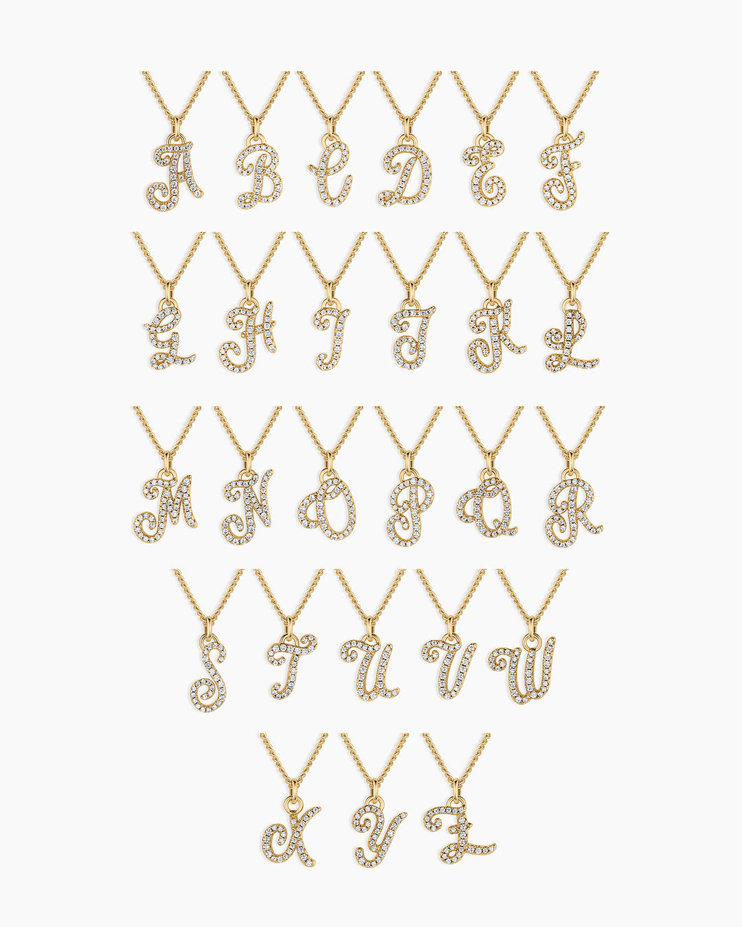 Wilder Shimmer Alphabet Necklace || option::18K Gold Plated, Q