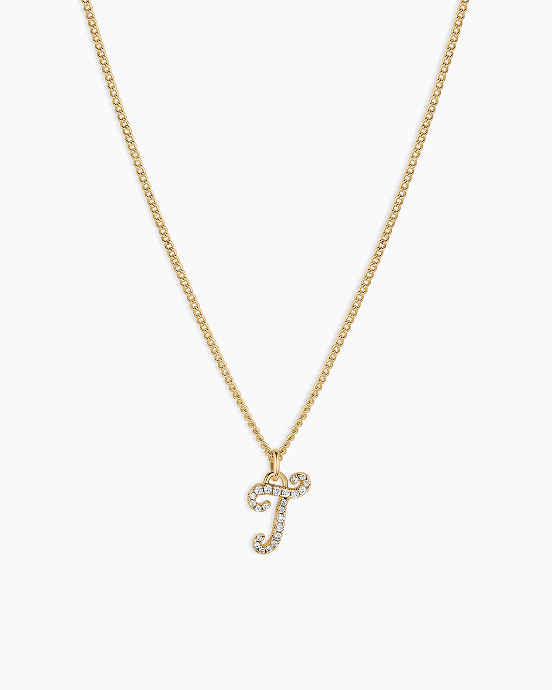 Wilder Shimmer Alphabet Necklace || option::18K Gold Plated, T