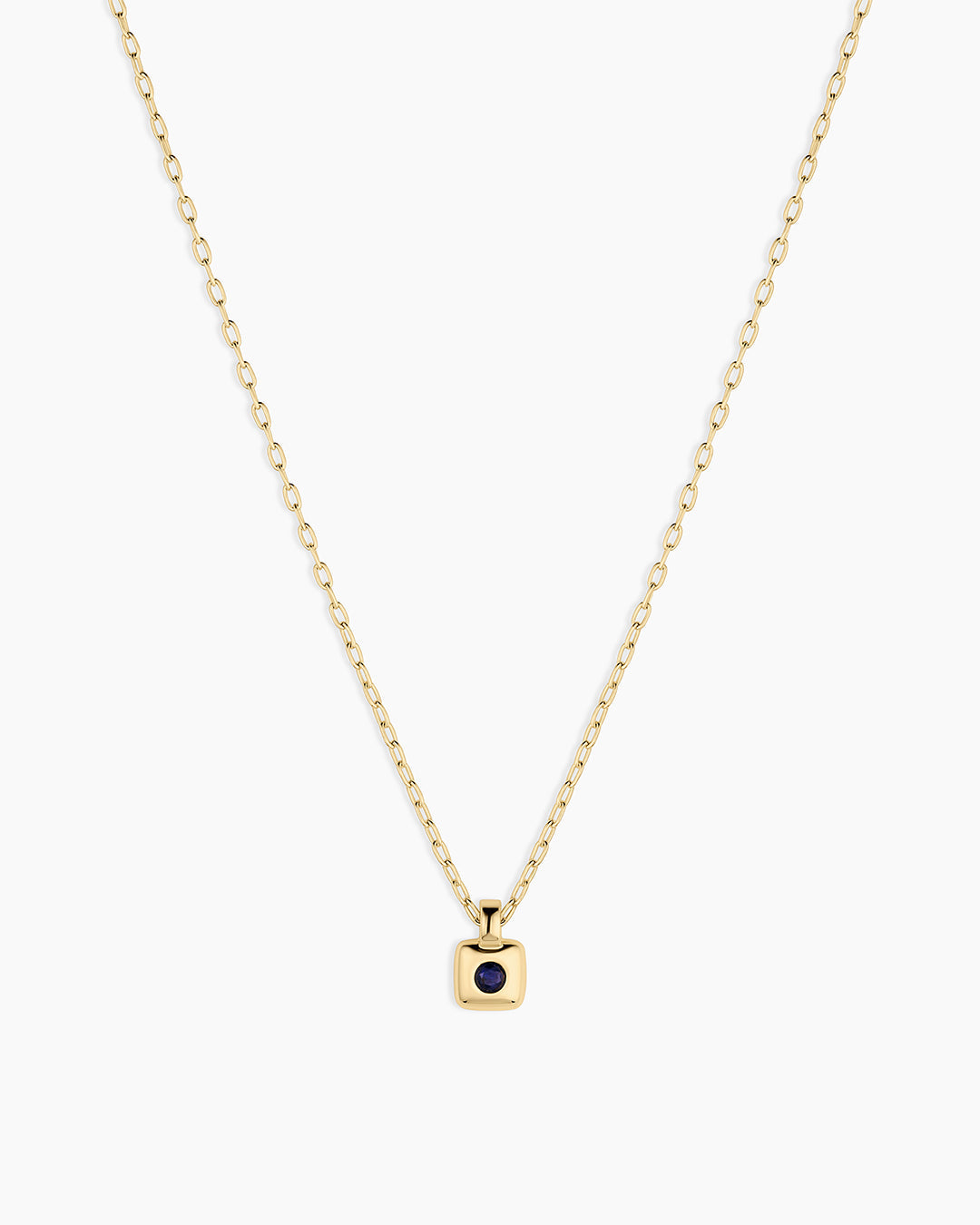 Petite Puff Birthstone Necklace || option::18K Gold Plated, Blue Sapphire - September