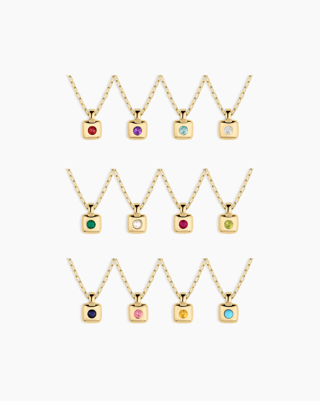 Petite Puff Birthstone Necklace || option::18K Gold Plated, Blue Sapphire - September