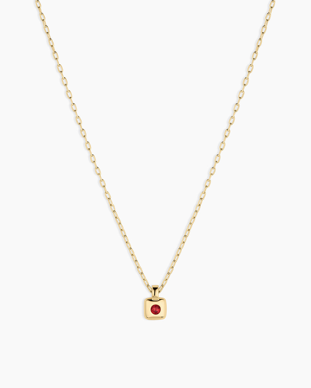 Petite Puff Birthstone Necklace || option::18K Gold Plated, Garnet - January