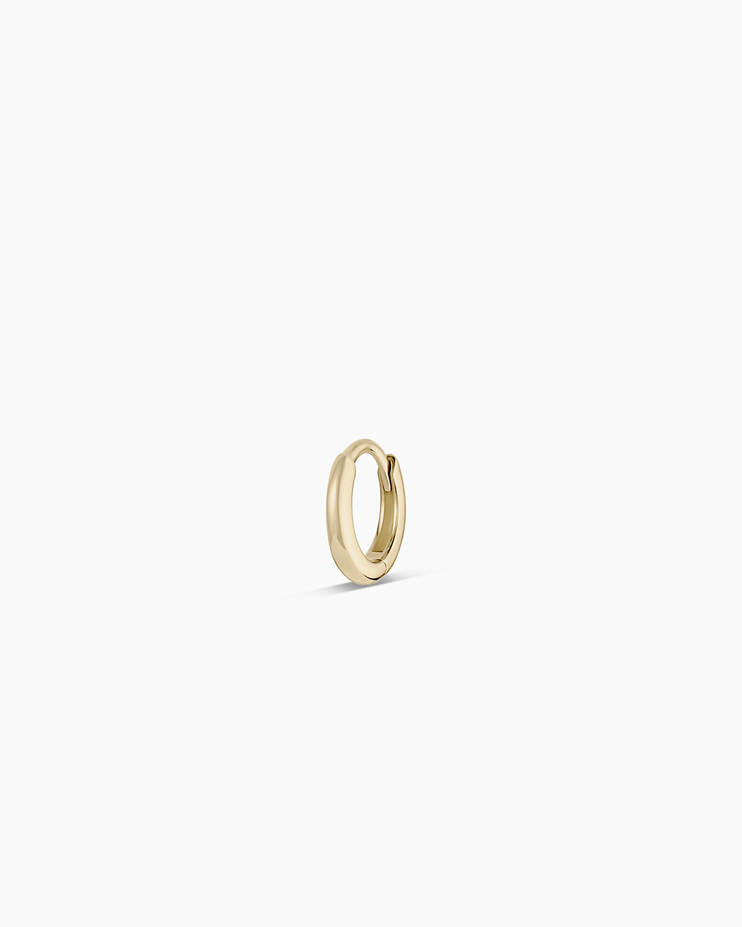 14k Gold Everyday Oval Single Huggie || option::14k Solid Gold, 9mm