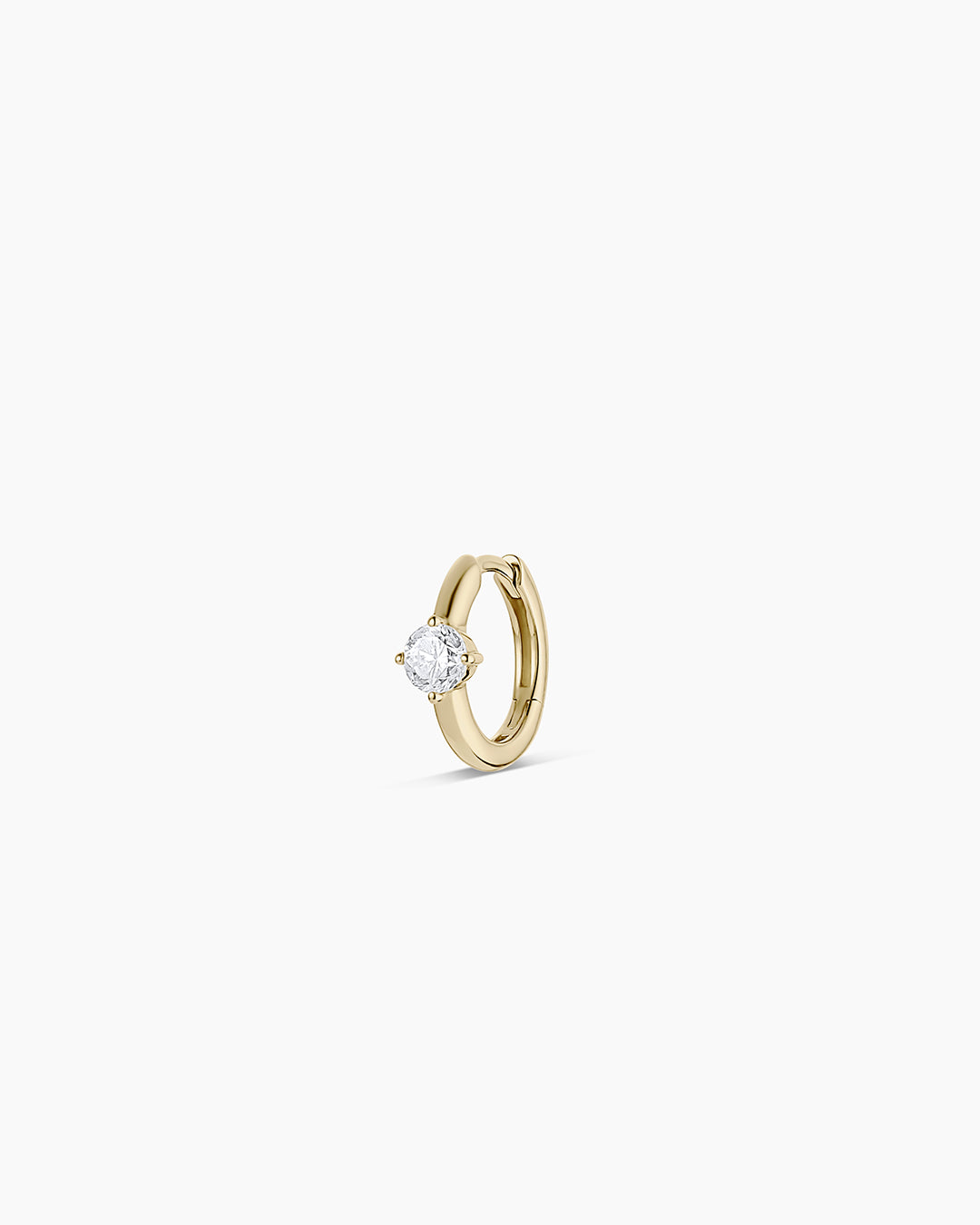Lab Grown Diamond Solitaire Single Huggie || option::14k Solid Gold 