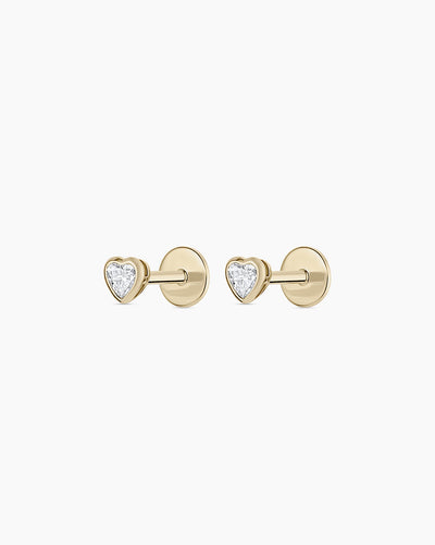 Lab Grown Diamond Heart Flat Back Studs