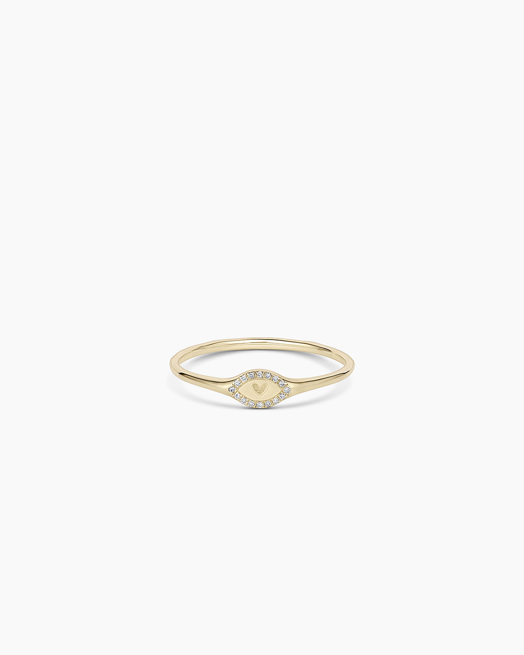 Diamond Love Signet Ring || option::14k Solid Gold