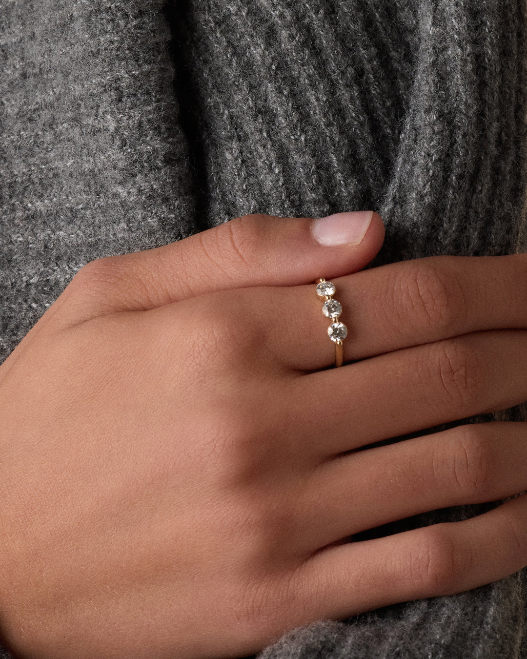 Lab Grown Diamond Trio Ring || option::14k Solid Gold