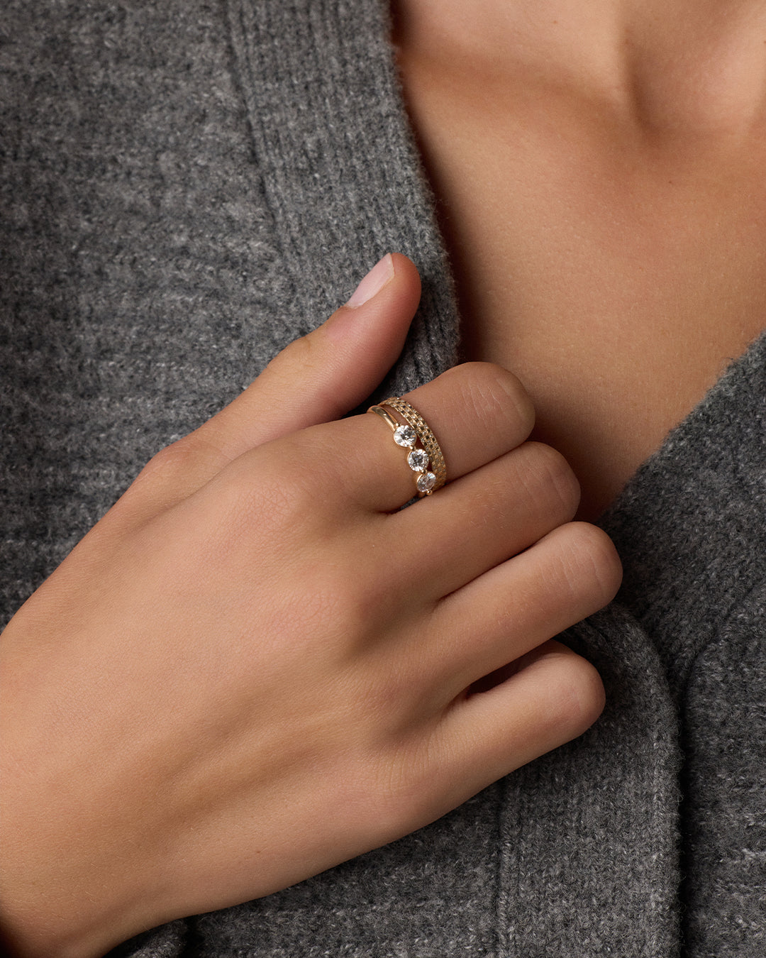Diamond Checkered Ring || option::14k Solid Gold