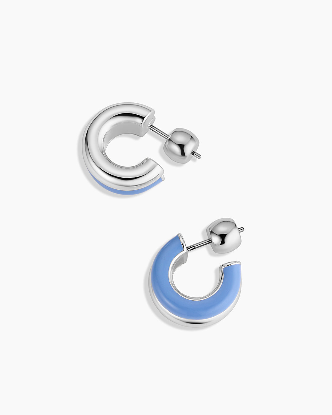 Lou Stacked Huggies || option::Silver Plated, Chambray