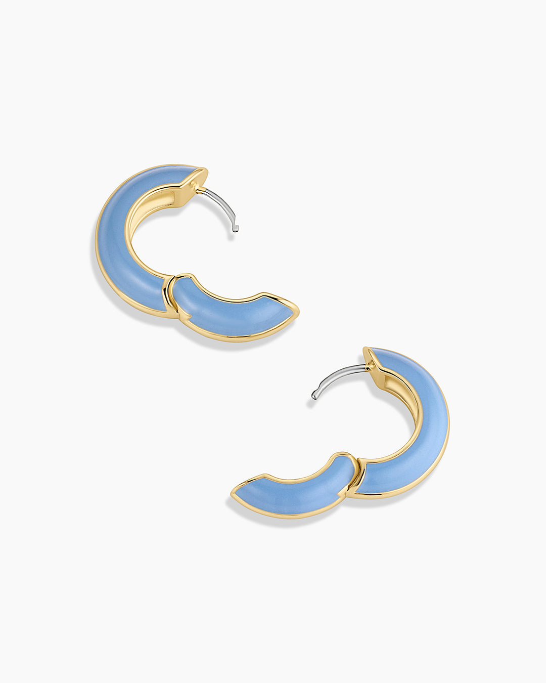 Lou Stripe Huggies  || option::18k Gold Plated, Chambray