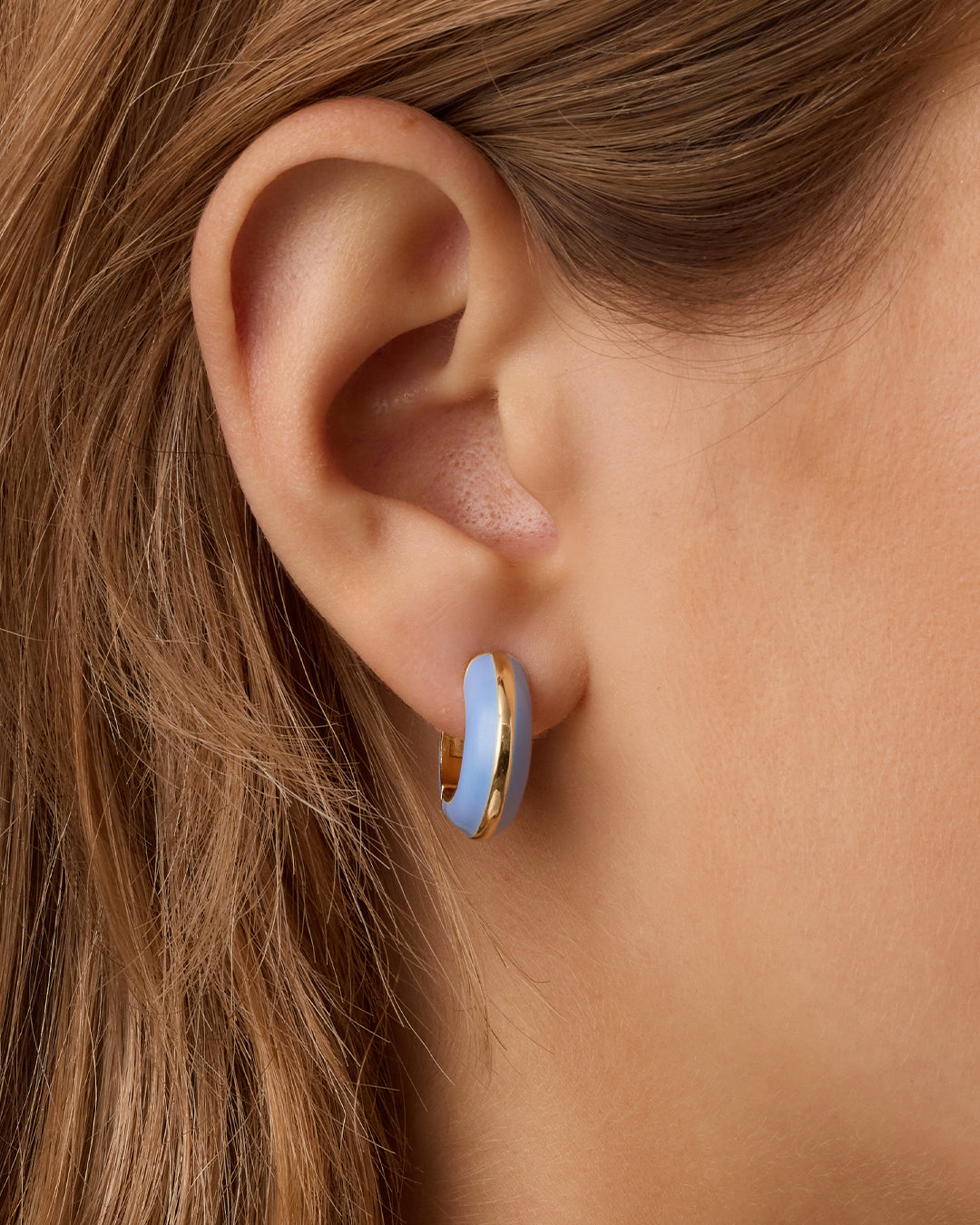 Lou Stripe Huggies  || option::18k Gold Plated, Chambray