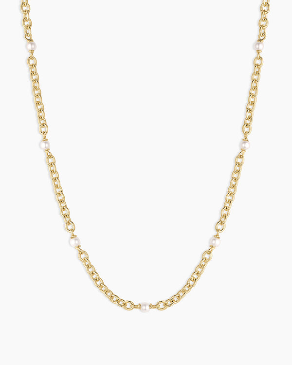 Finley Pearl Dot Necklace || option::18K Gold Plated