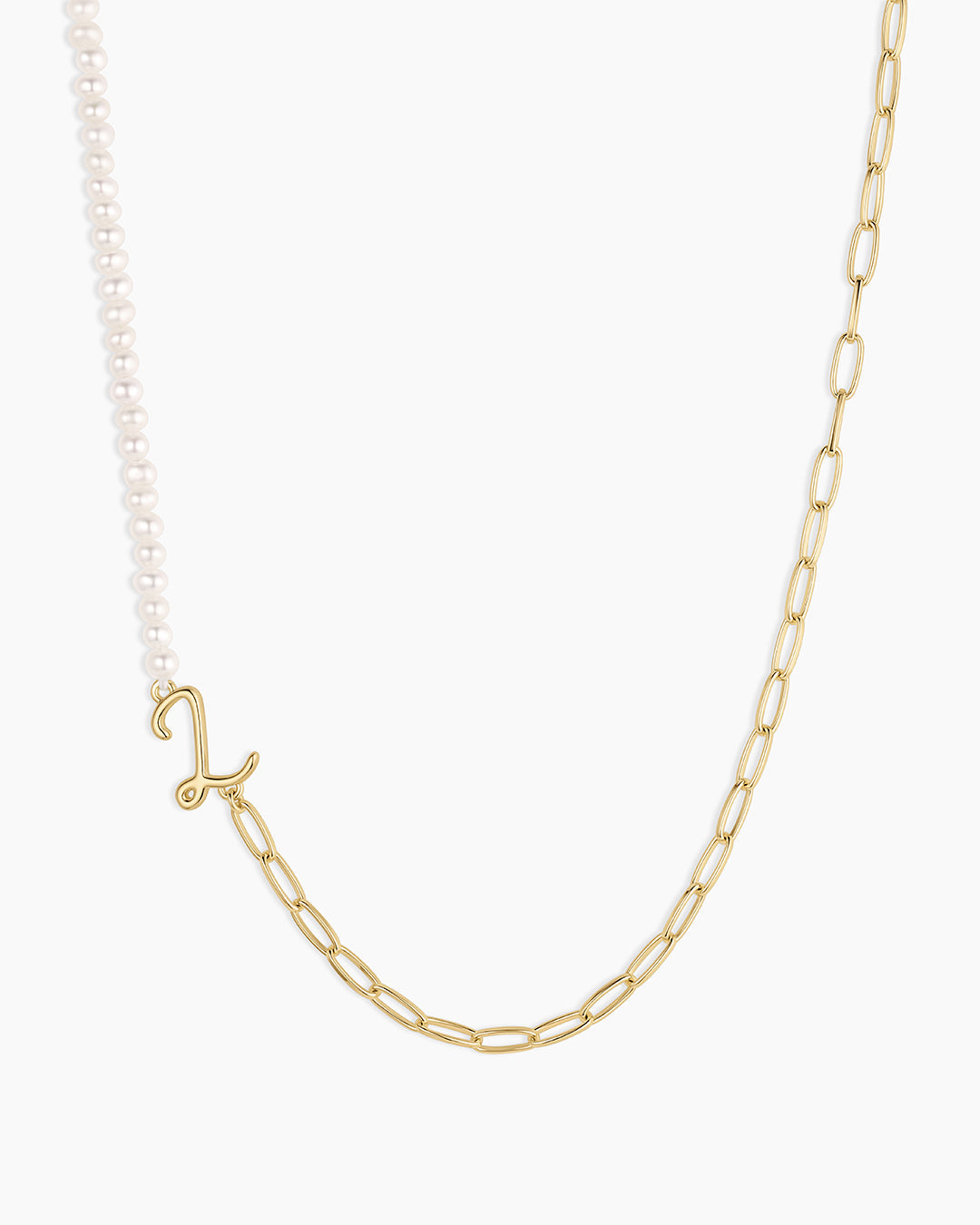 Lou Pearl Alphabet Necklace || option::18k Gold Plated, Z