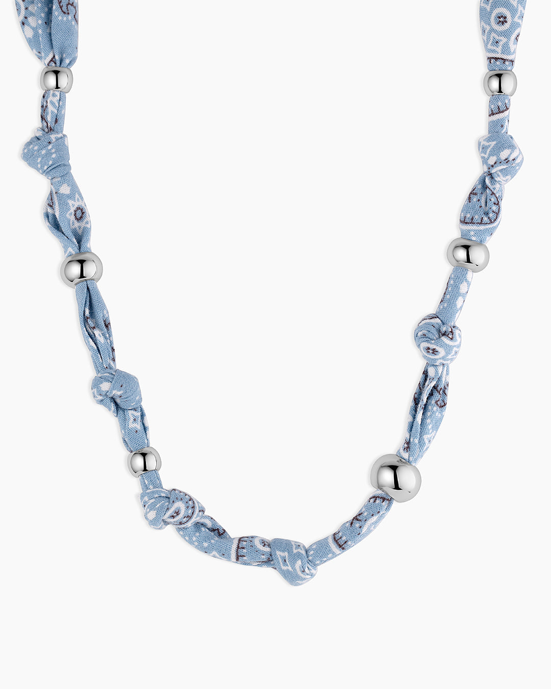 Paisley Bandana Knot Necklace || option::Silver Plated, Chambray