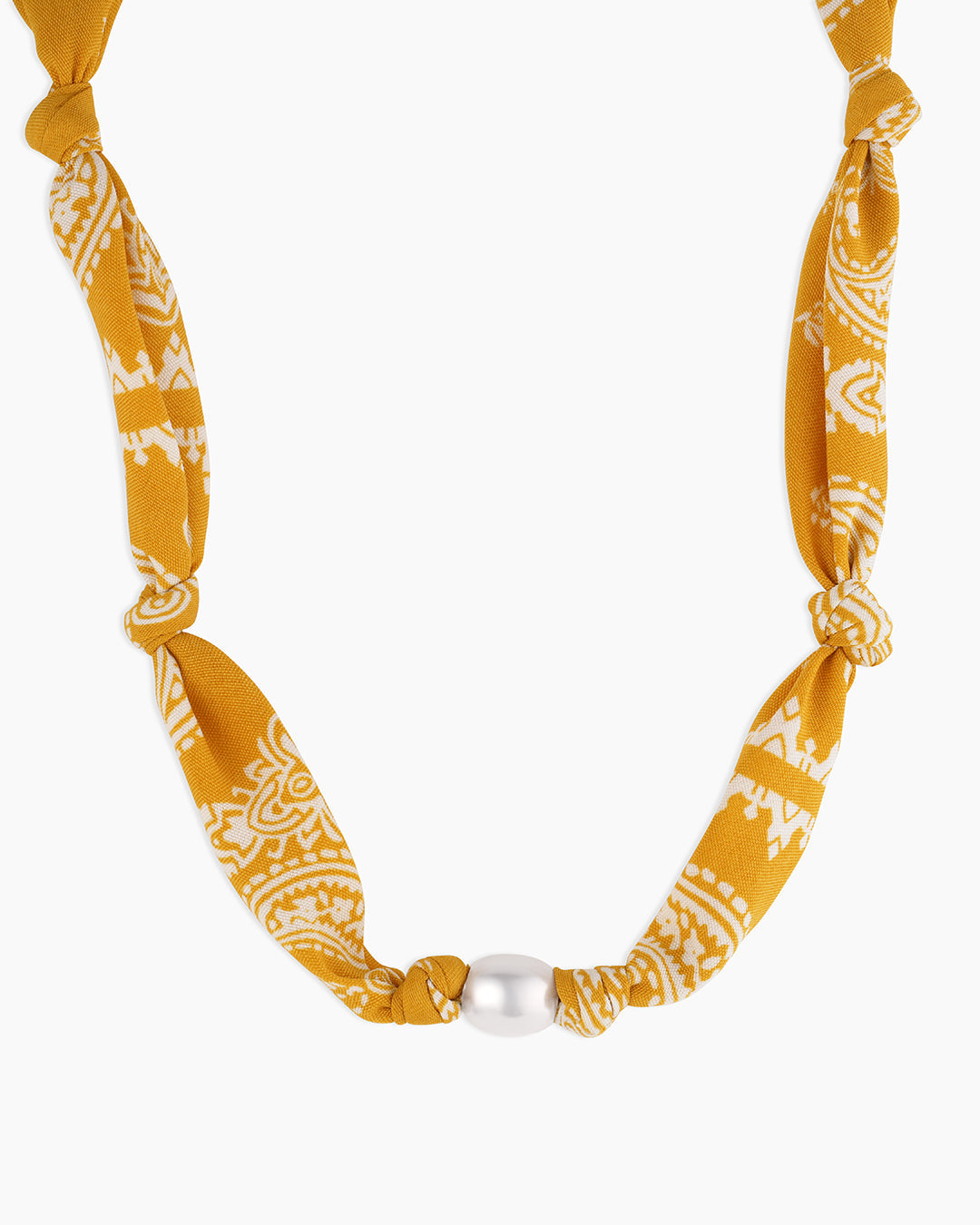 Paisley Bandana Pearl Necklace  || option::18k Gold Plated, Yellow