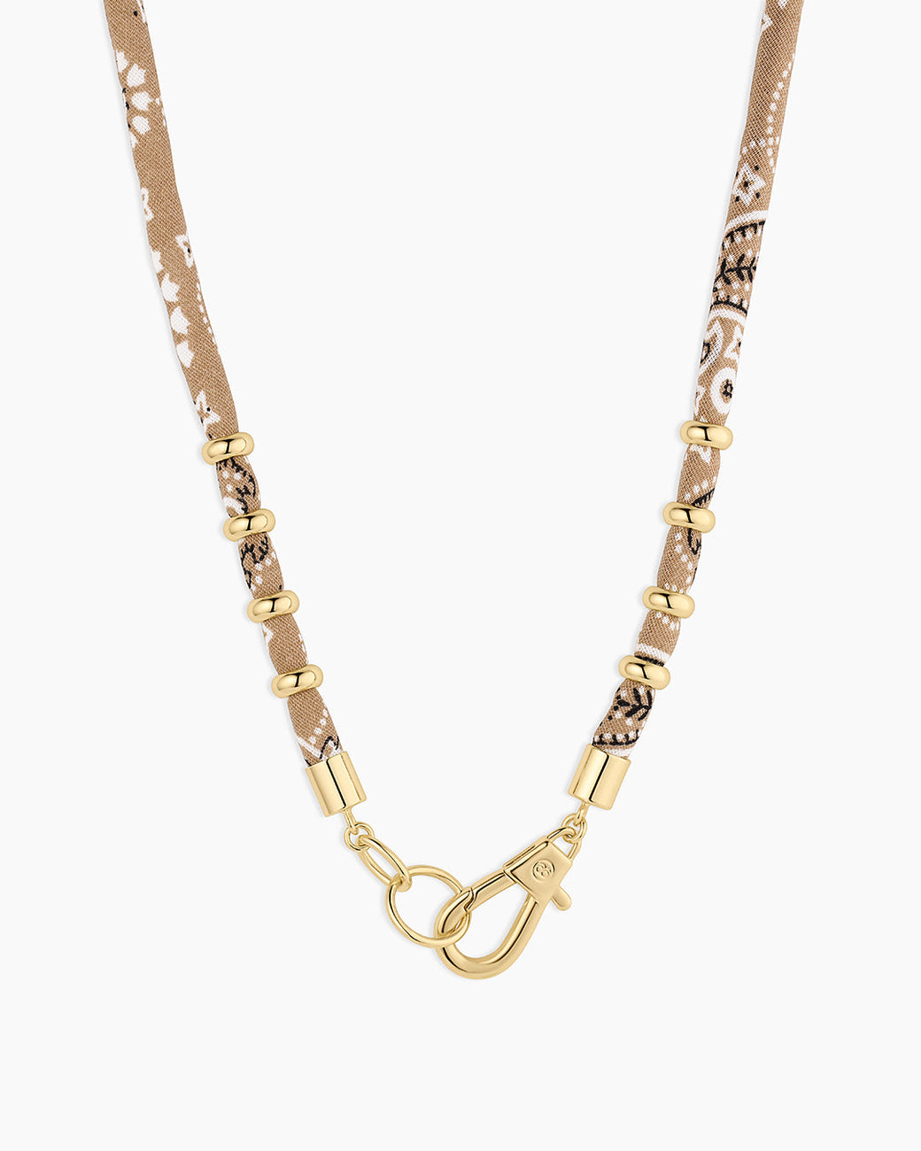 Paisley Bandana Long Necklace || option::18k Gold Plated, Taupe