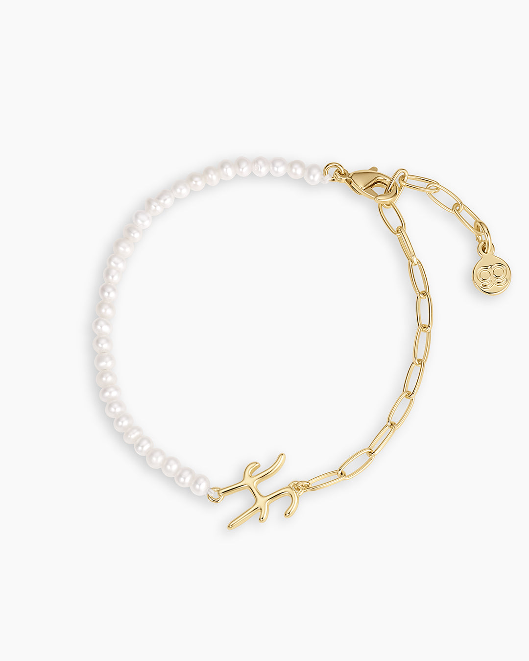 Lou Pearl Alphabet Bracelet || option::18k Gold Plated, H