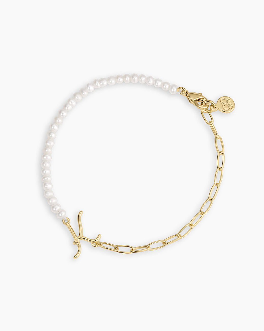 Lou Pearl Alphabet Bracelet || option::18K Gold Plated, K