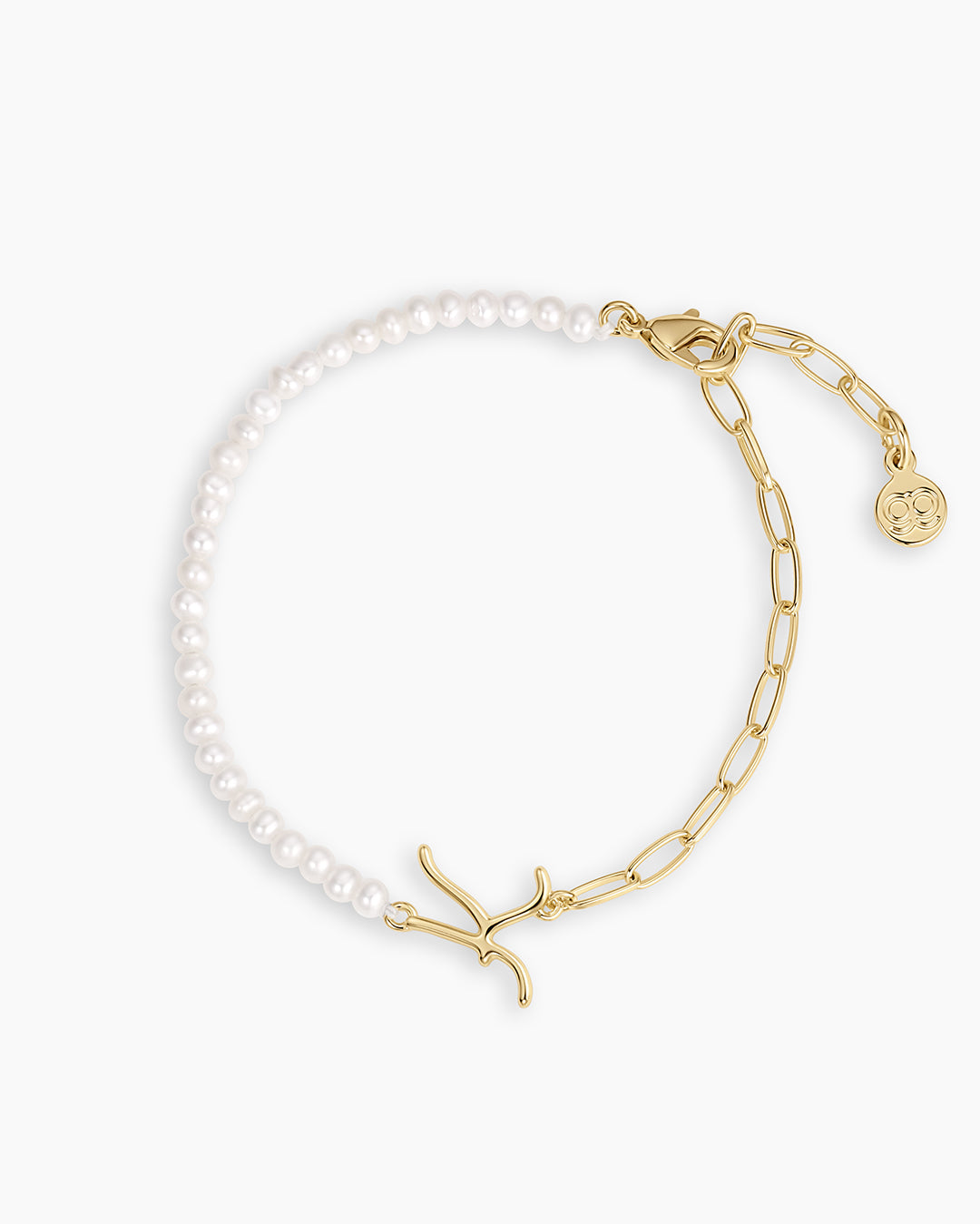 Lou Pearl Alphabet Bracelet || option::18k Gold Plated, K 