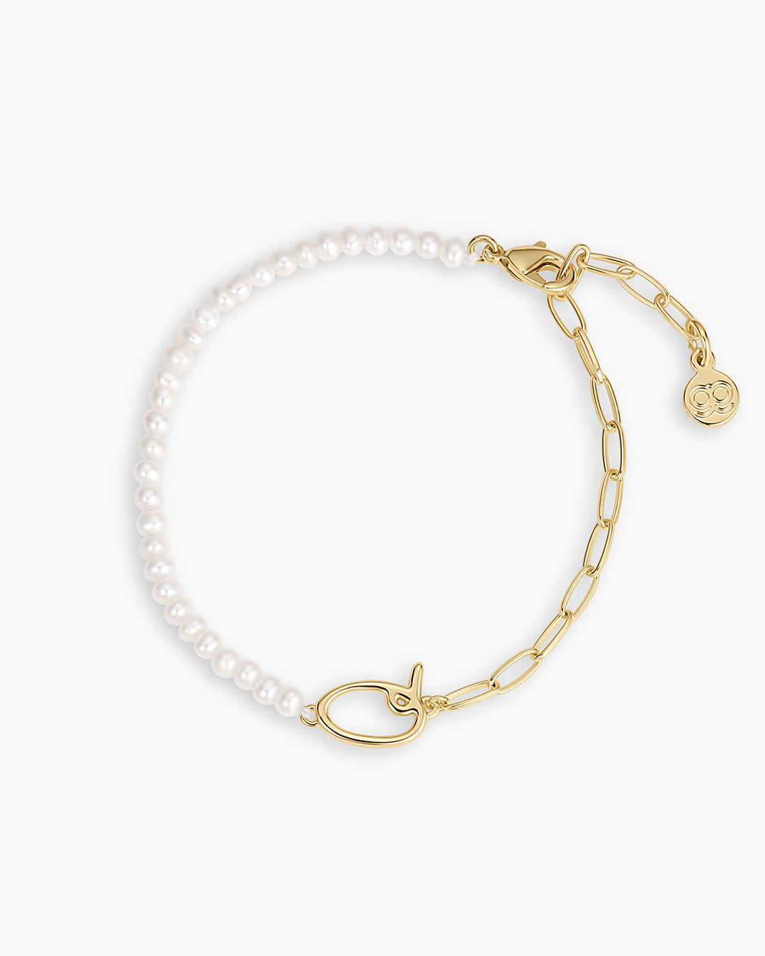 Lou Pearl Alphabet Bracelet || option::18k Gold Plated, Q 