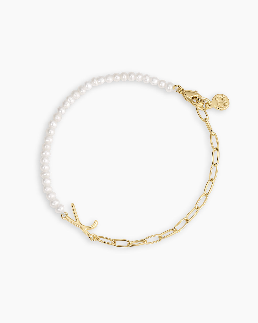 Lou Pearl Alphabet Bracelet || option::18k Gold Plated, X 