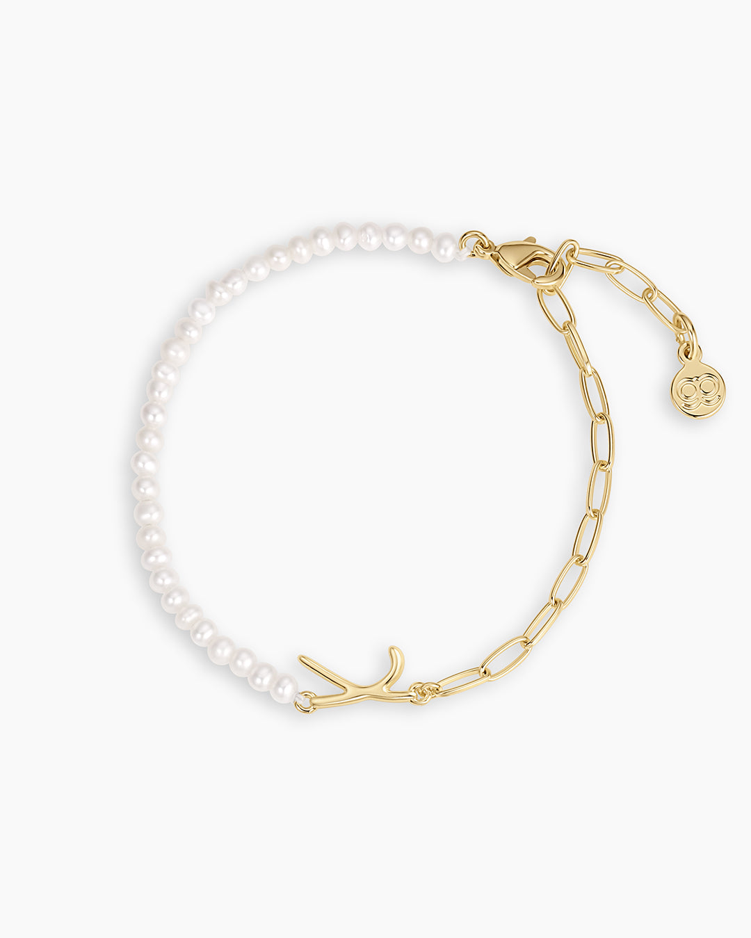 Lou Pearl Alphabet Bracelet || option::18k Gold Plated, X 