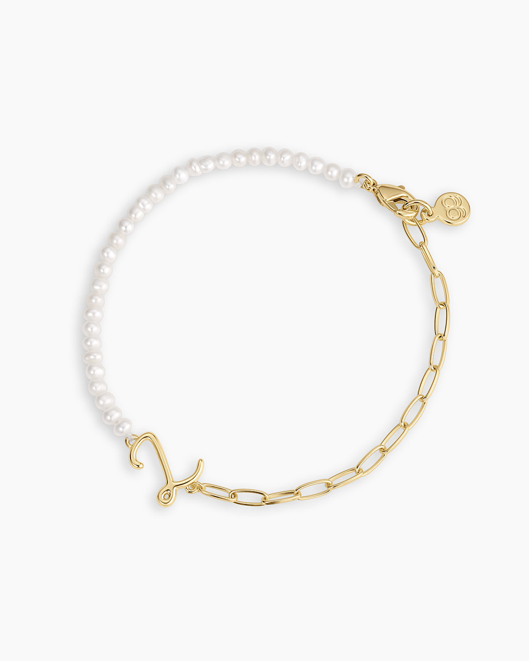 Lou Pearl Alphabet Bracelet || option::18k Gold Plated, Z