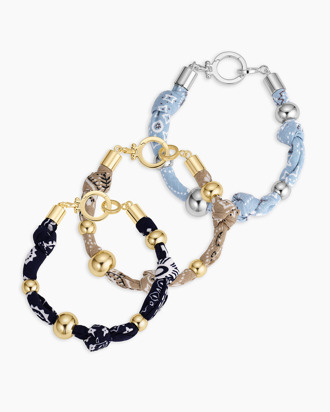 Paisley Bandana Knot Bracelet || option::Silver Plated, Chambray