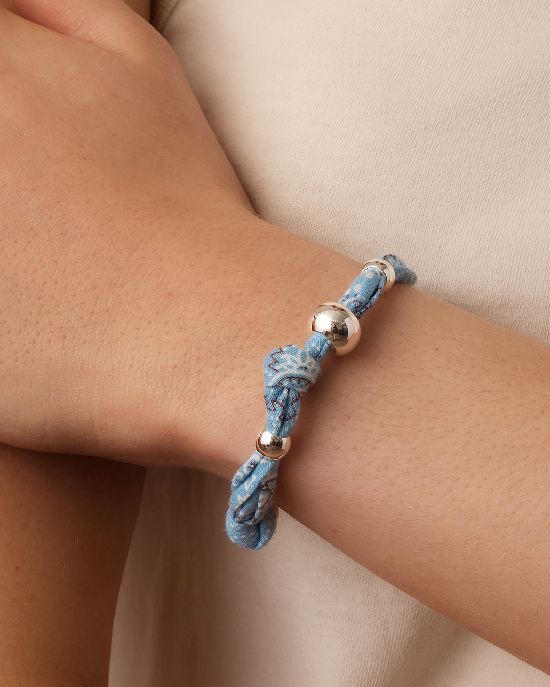 Paisley Bandana Knot Bracelet || option::Silver Plated, Chambray