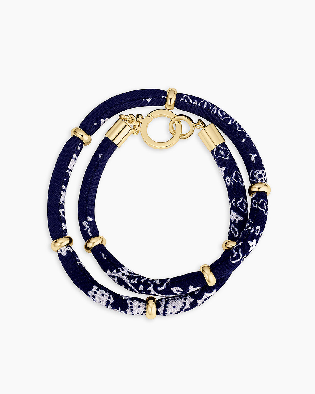 Paisley Bandana Wrap Bracelet || option::18k Gold Plated, Navy