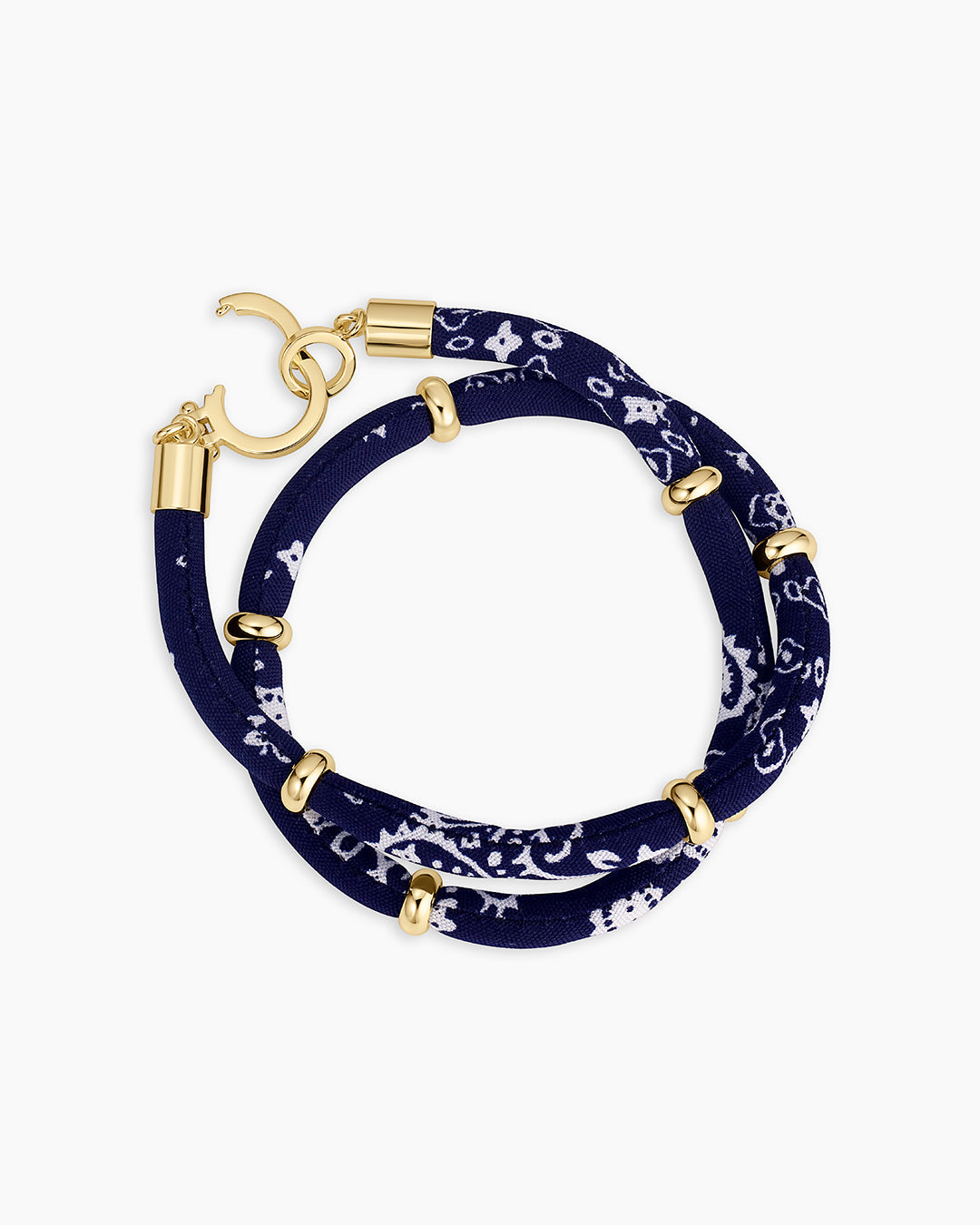 Paisley Bandana Wrap Bracelet || option::18k Gold Plated, Navy