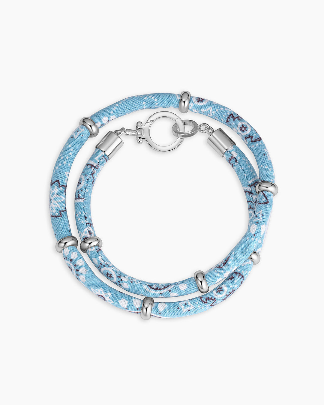 Paisley Bandana Wrap Bracelet || option::Silver Plated, Chambray