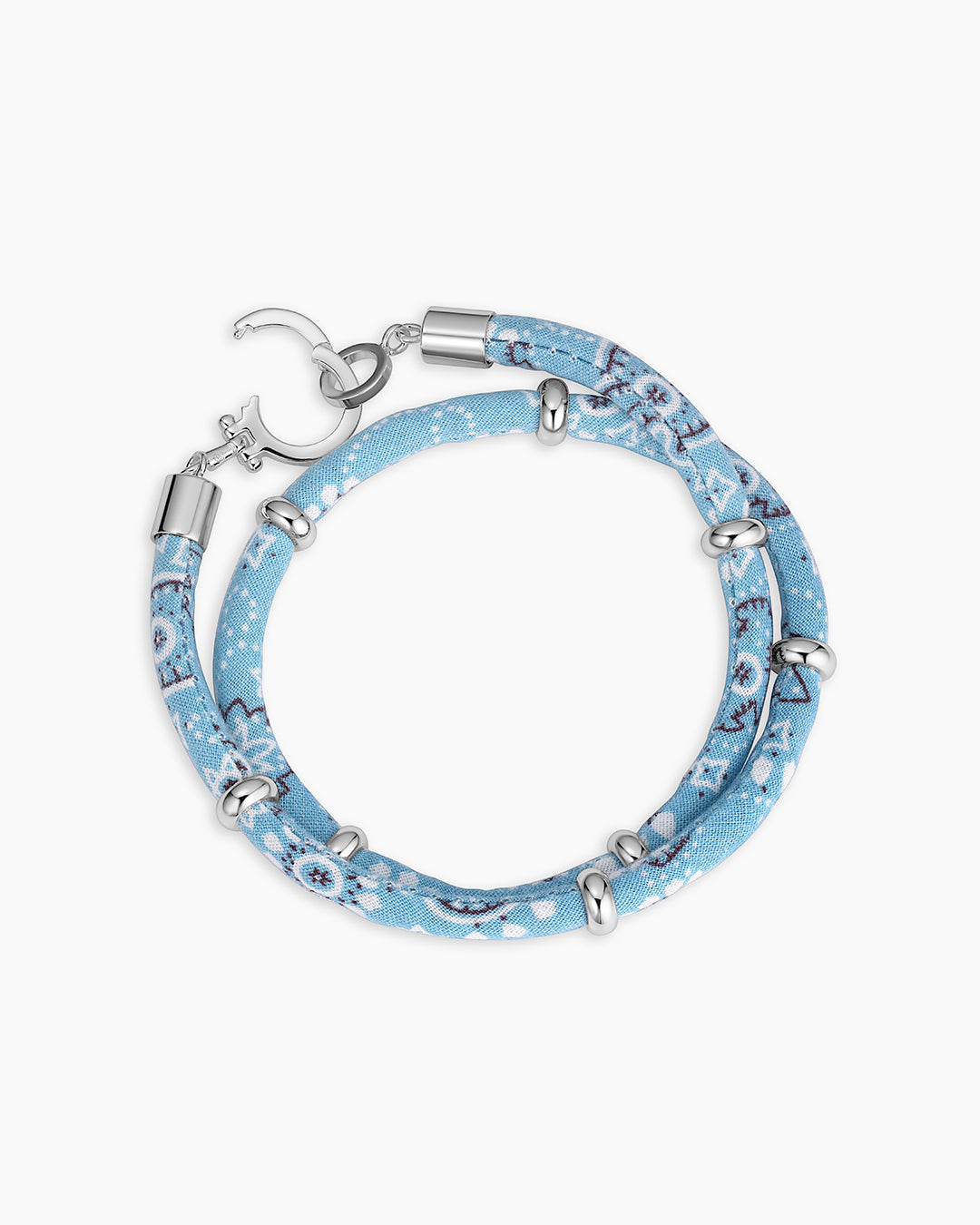 Paisley Bandana Wrap Bracelet || option::Silver Plated, Chambray