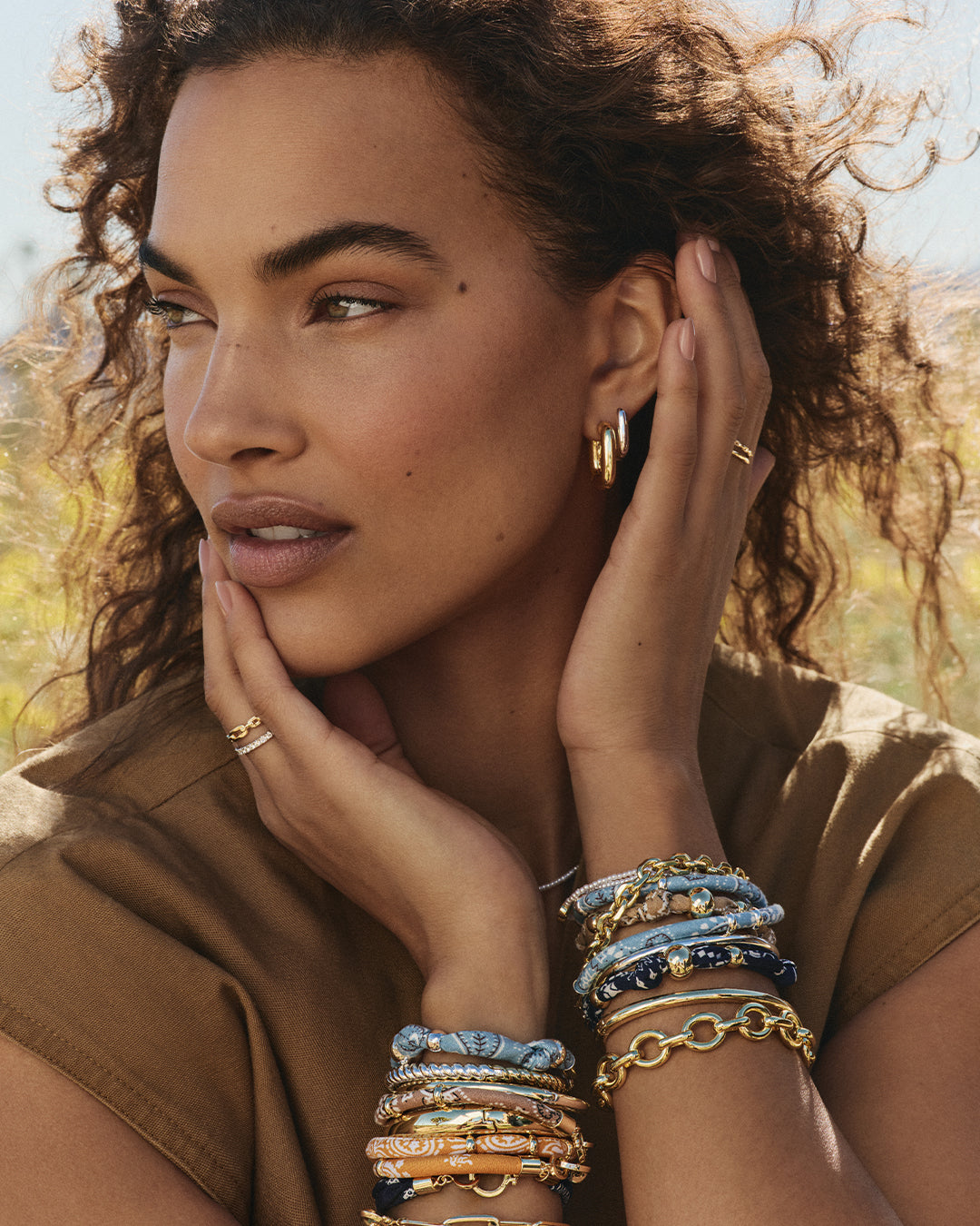 Paisley Bandana Wrap Bracelet || option::Silver Plated, Chambray