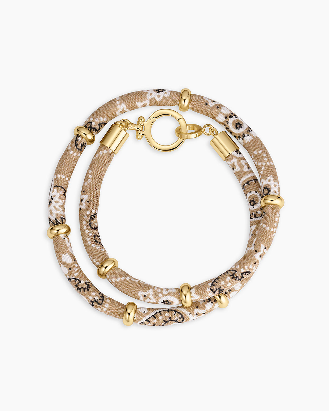 Paisley Bandana Wrap Bracelet  || option::18k Gold Plated, Taupe