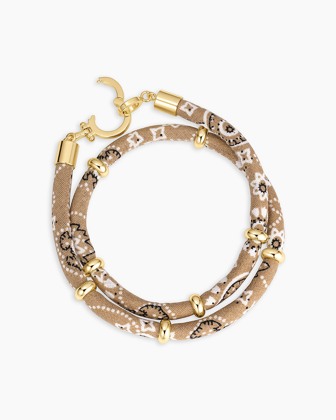 Paisley Bandana Wrap Bracelet  || option::18k Gold Plated, Taupe