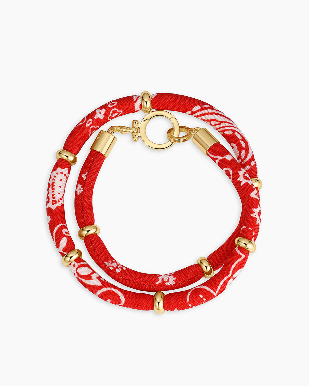 Paisley Bandana Wrap Bracelet  || option::18k Gold Plated, Red