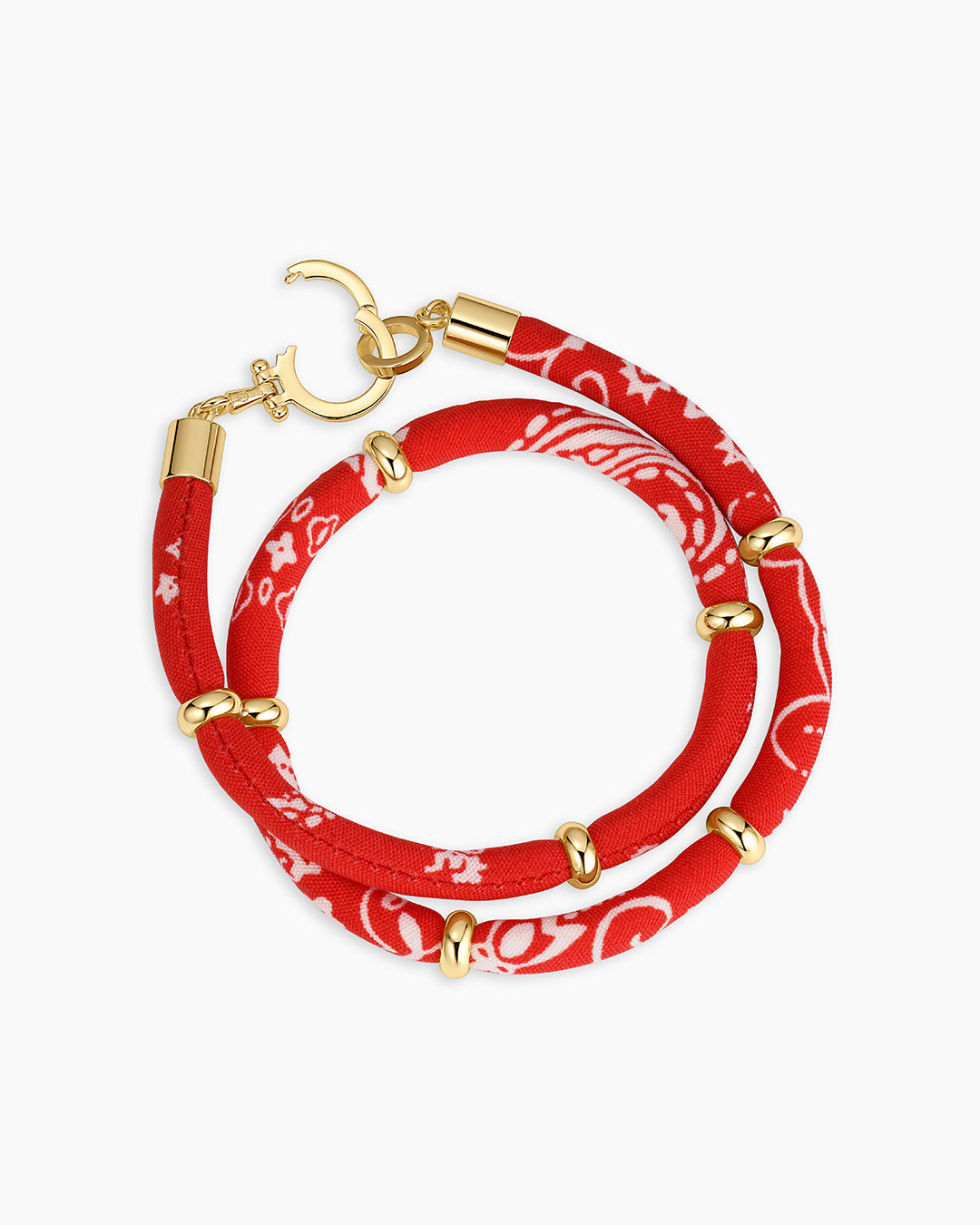 Paisley Bandana Wrap Bracelet  || option::18k Gold Plated, Red