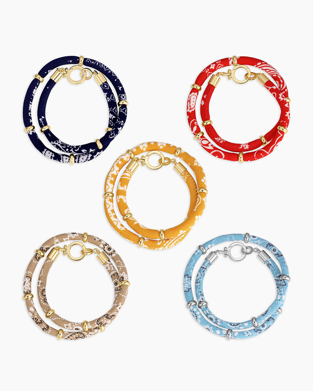 Paisley Bandana Wrap Bracelet  || option::18k Gold Plated, Red