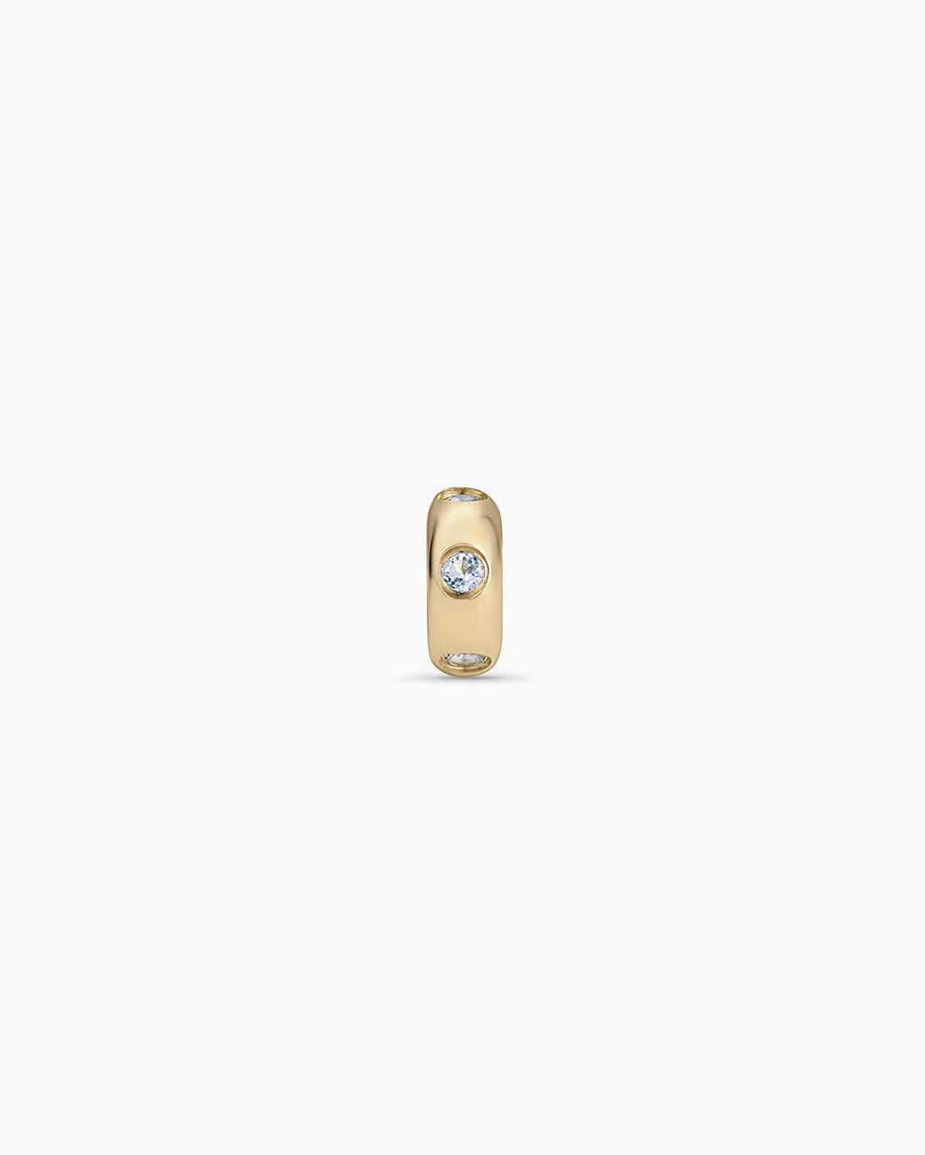 14K Gold Birthstone Halo Charm || option::14k Solid Gold, Aquamarine - March