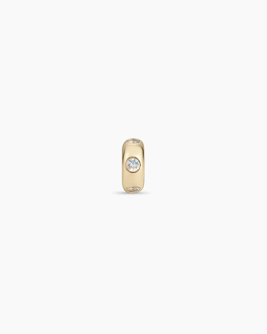 14K Gold Birthstone Halo Charm || option::14k Solid Gold, Moonstone - June