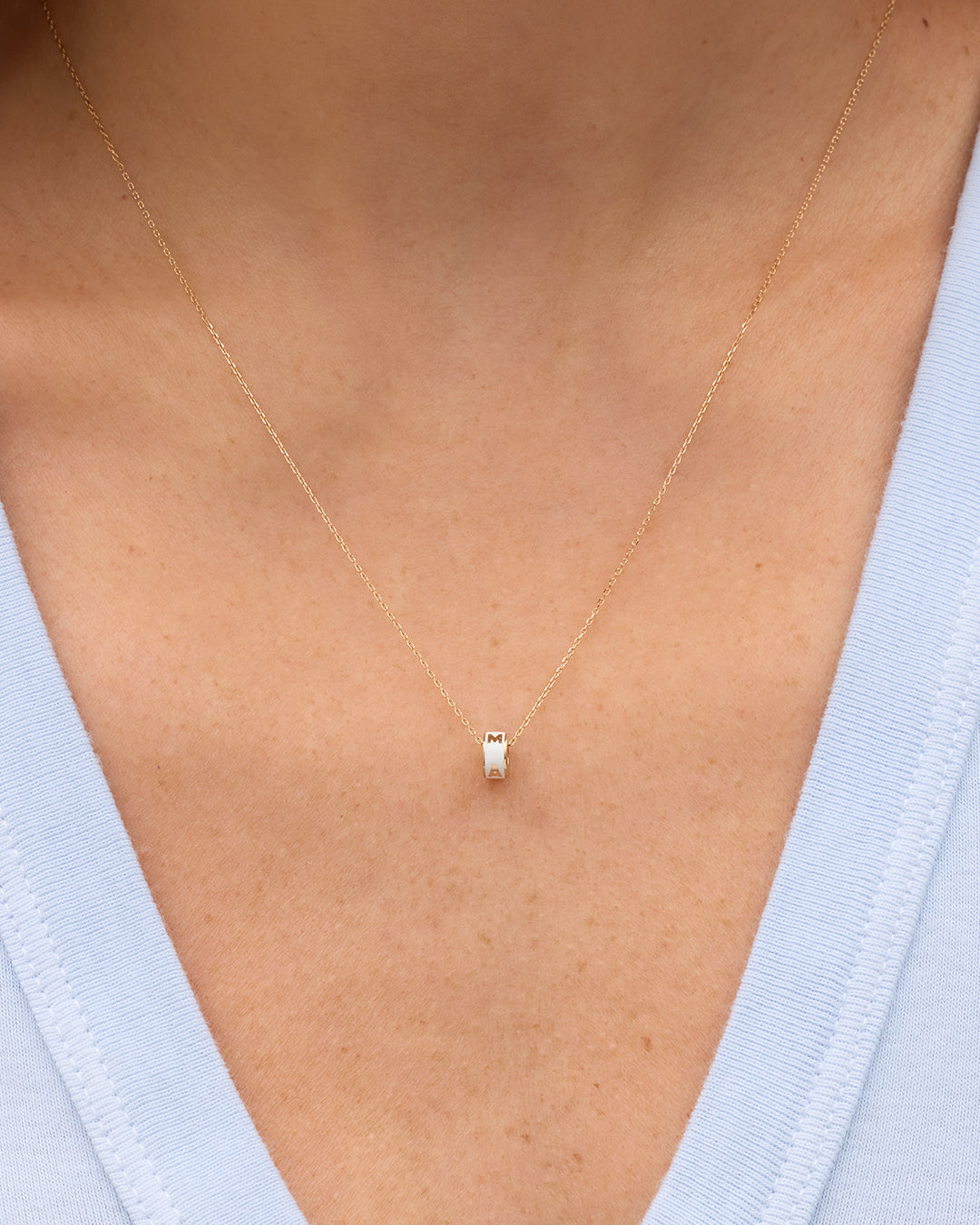14K Gold Mama Halo Charm Necklace || option::14K Solid Gold