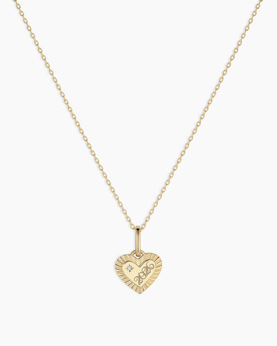 14K Gold Milestone Heart Charm Necklace