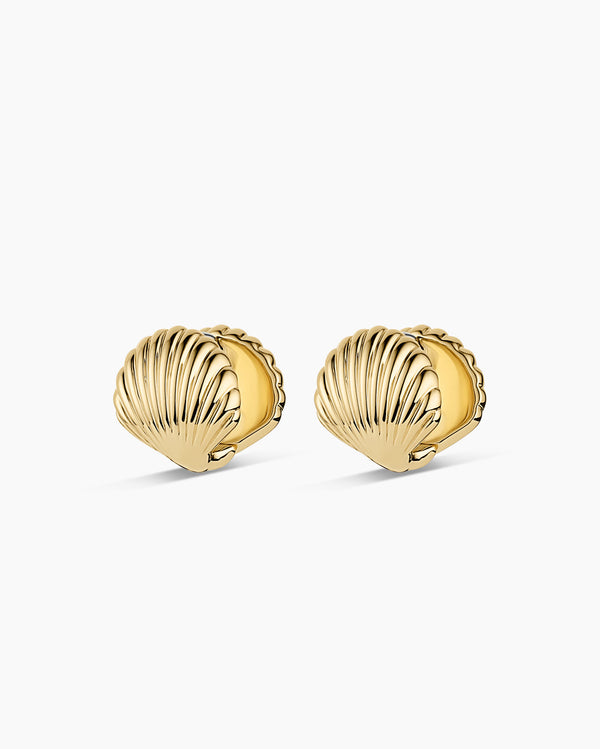 Scallop Wrap Huggies || option::18K Gold Plated