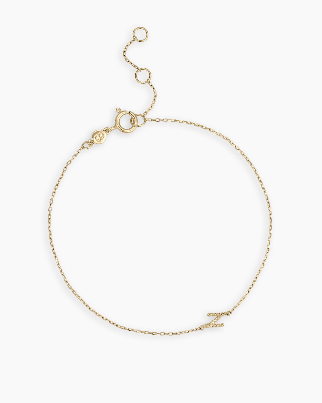 14k Gold Crew Alphabet Bracelet || option::14K Solid Gold, N