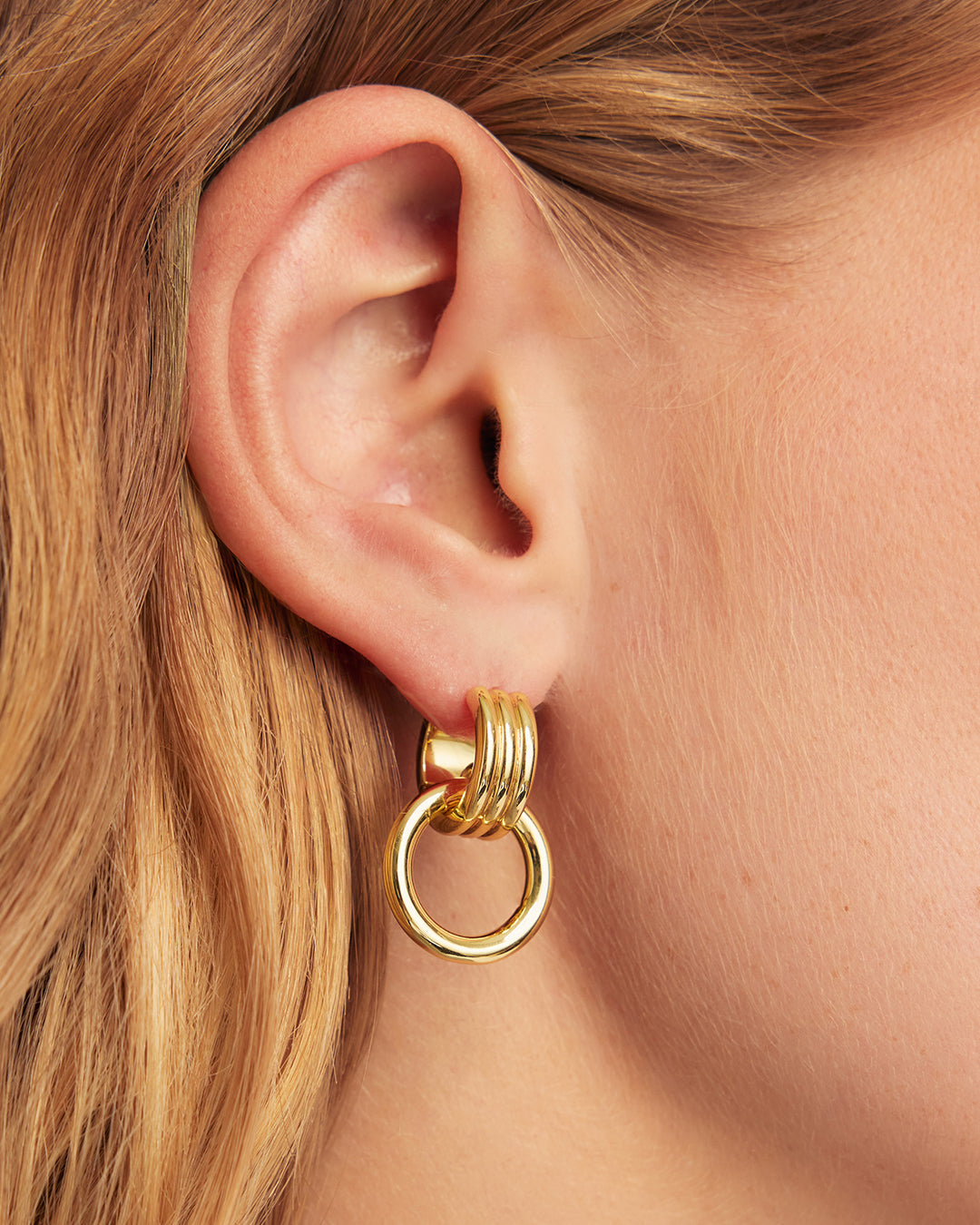 Melrose Drop Hoops || option::18K Gold Plated