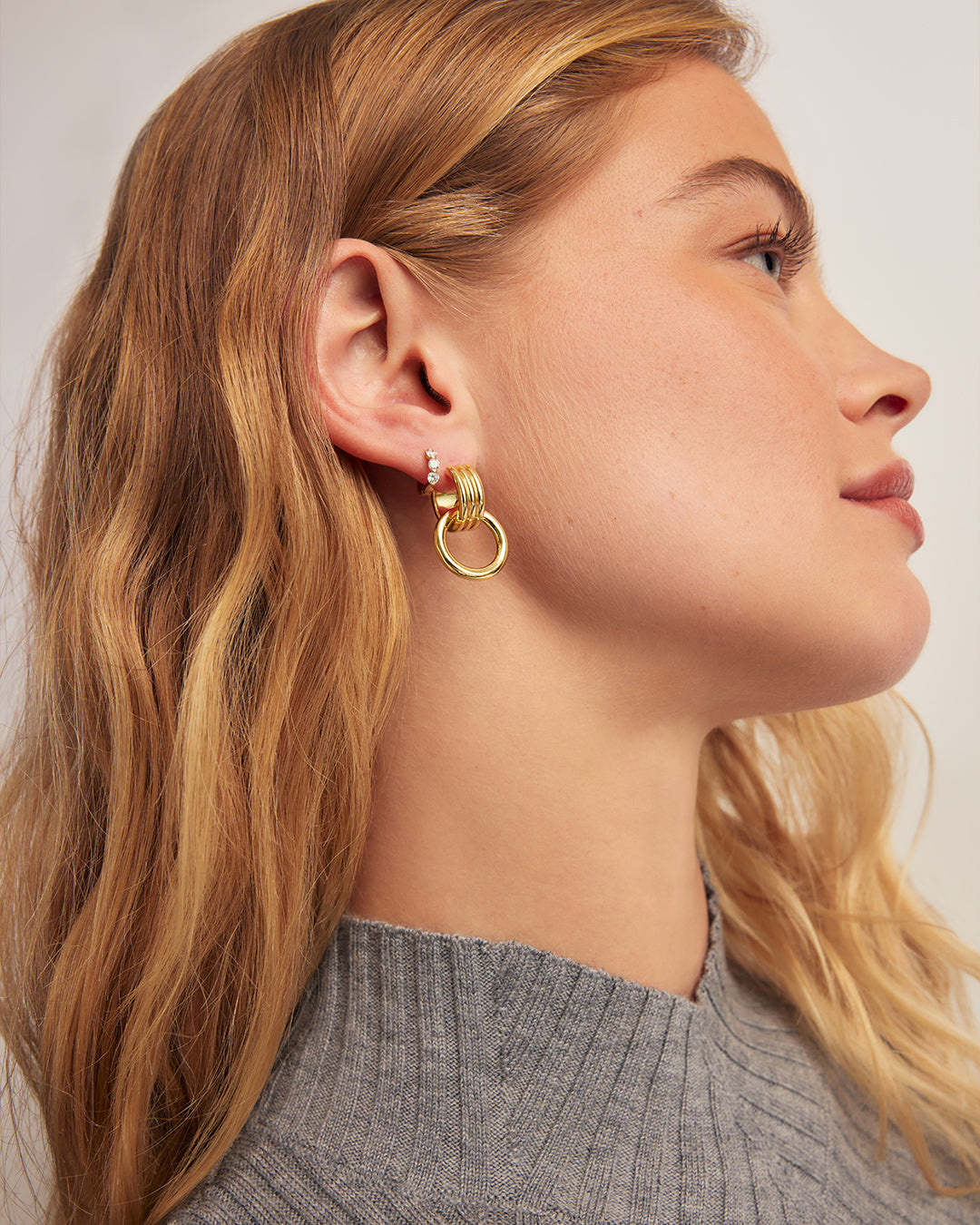 Melrose Drop Hoops || option::18K Gold Plated