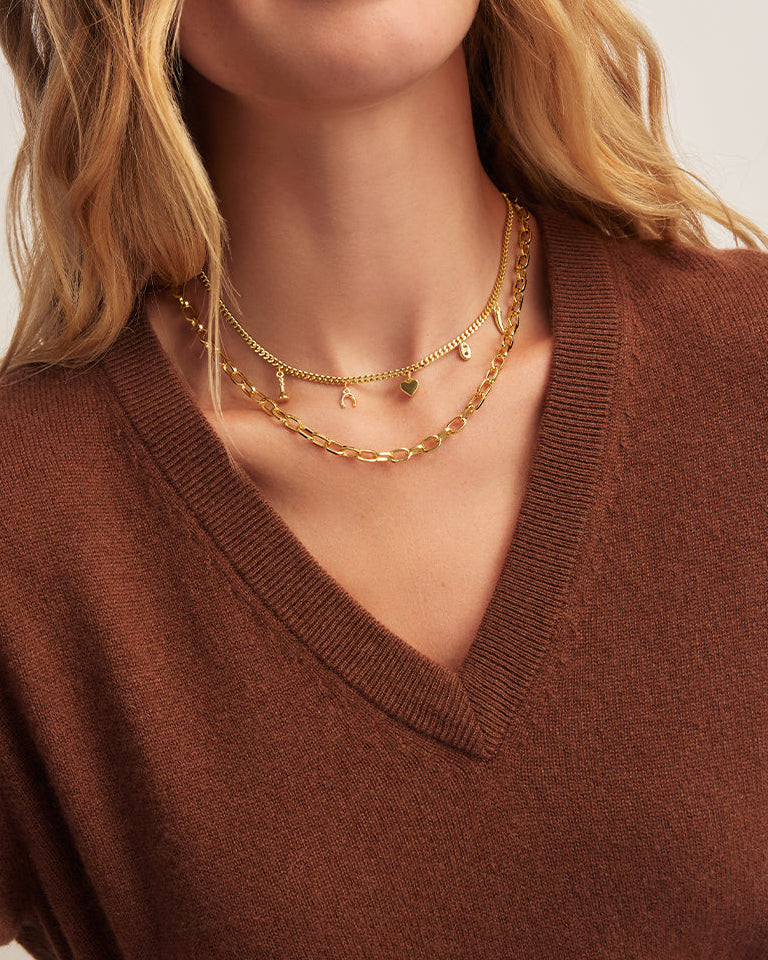Bella Mini Charm Necklace || option::18K Gold Plated