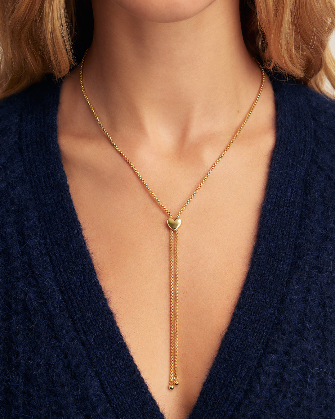 Bella Heart Bolo Necklace || option::18K Gold Plated