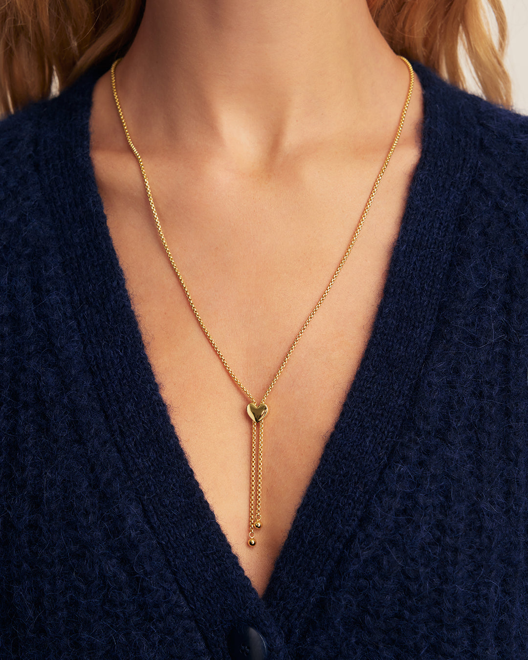 Bella Heart Bolo Necklace || option::18K Gold Plated